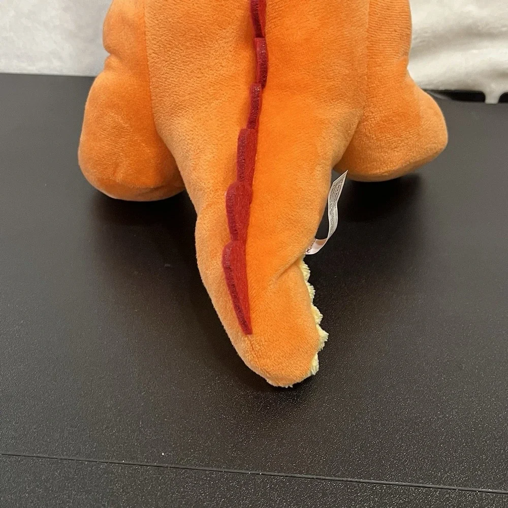 Dog Toy T-Rex Dinosaur Plush Crinkle Tail Stuffed Animal Toy Orange Red 15